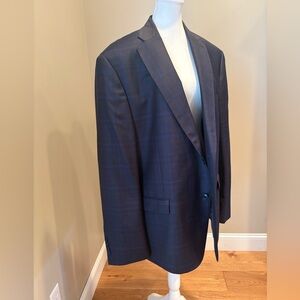 Ticknors Clothier Mens Suit Dress Jacket Zignone 48R Blue Red Check Wool